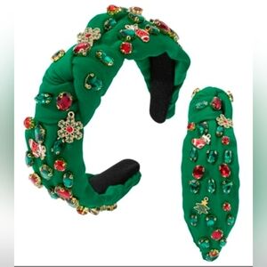 Christmas Knotted Embellished Green Headband NWT